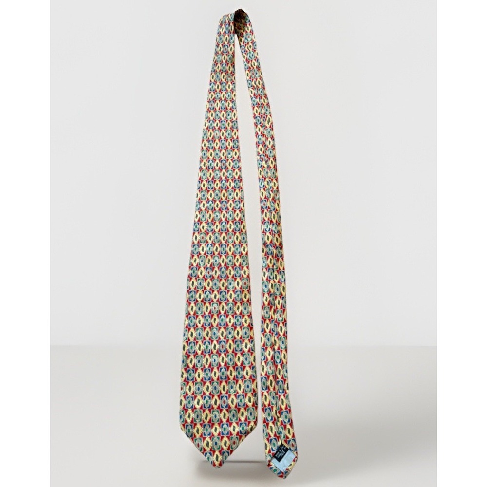 Fendi Men's Multicolor Gold Pattern Silk Tie Necktie Made in Italy